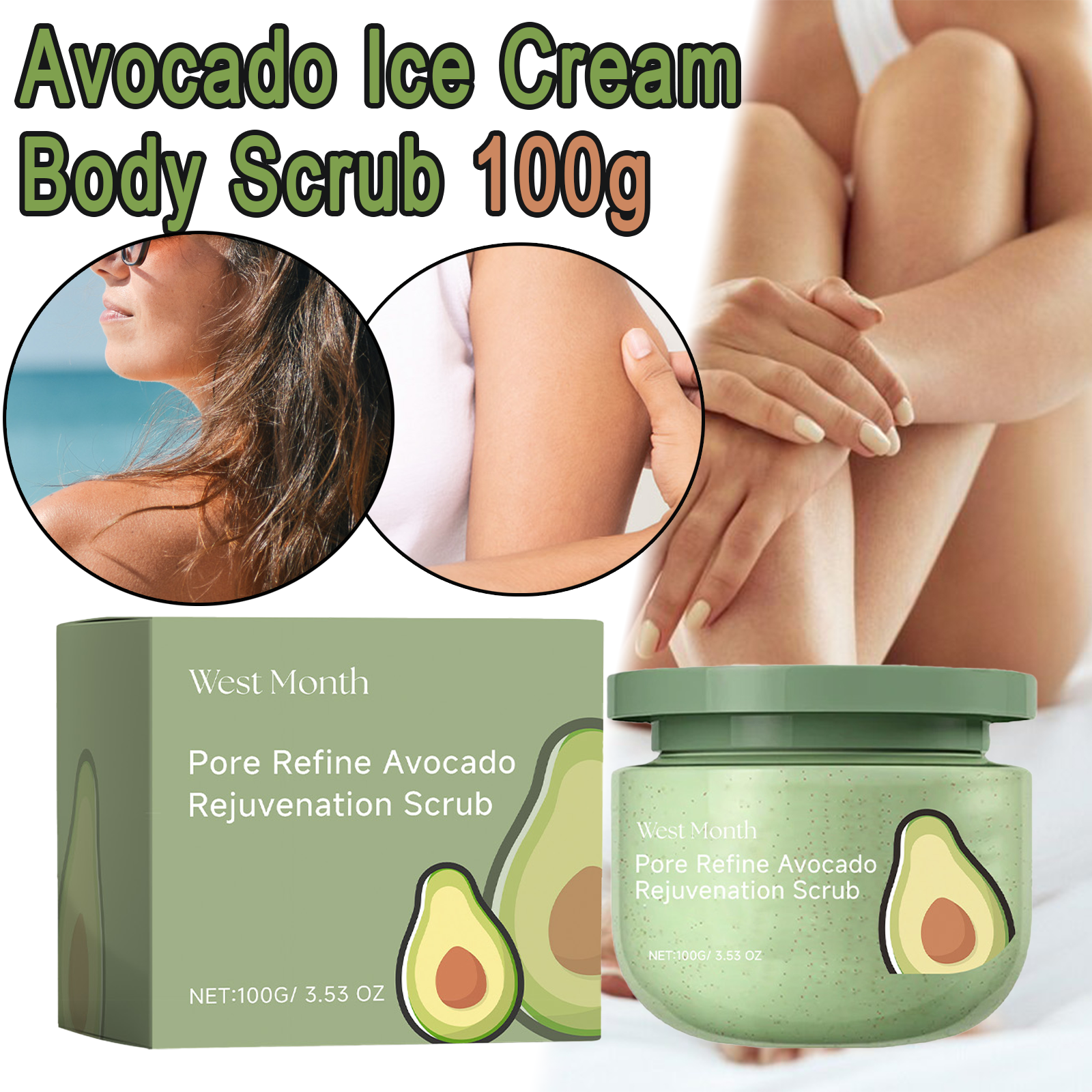 Luxury Skincare Gifts - Avocado Ice Cream Body Scrub 100g