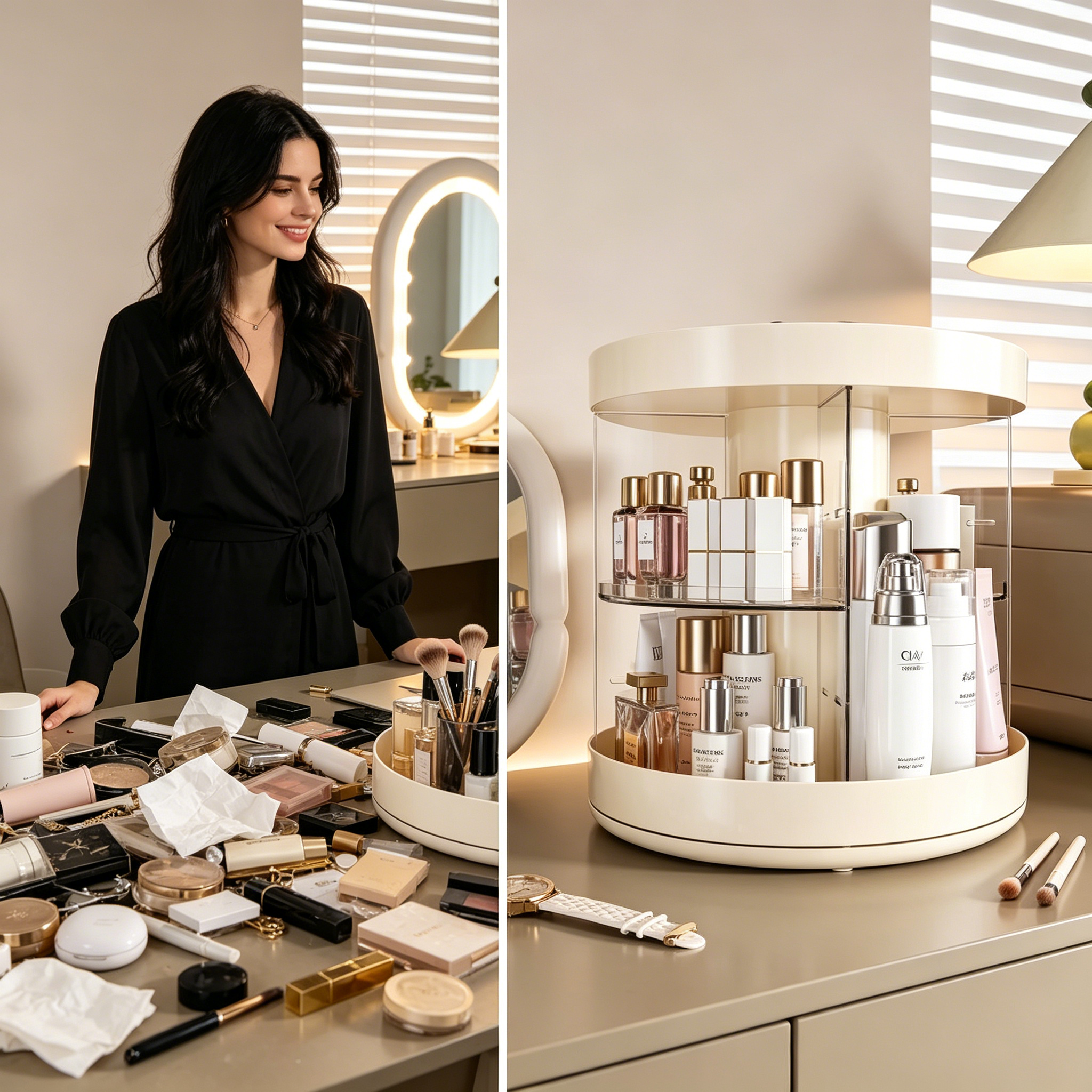 Rotating Layered Makeup Organi - Luxury Skincare Organizer incelemesi ve fiyatı