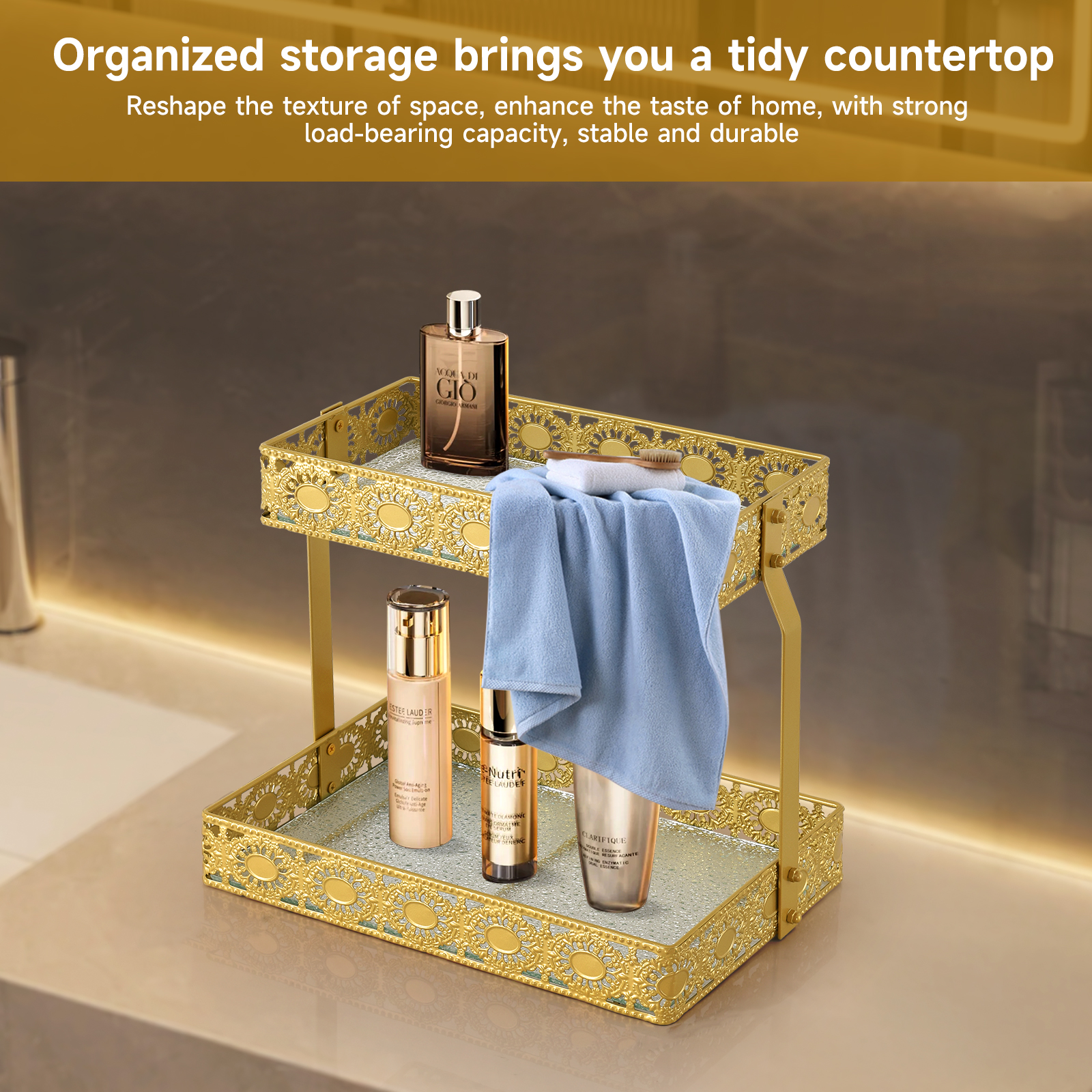 Double-Layer Glass Storage Tra - Luxury Skincare Organizer incelemesi ve fiyatı