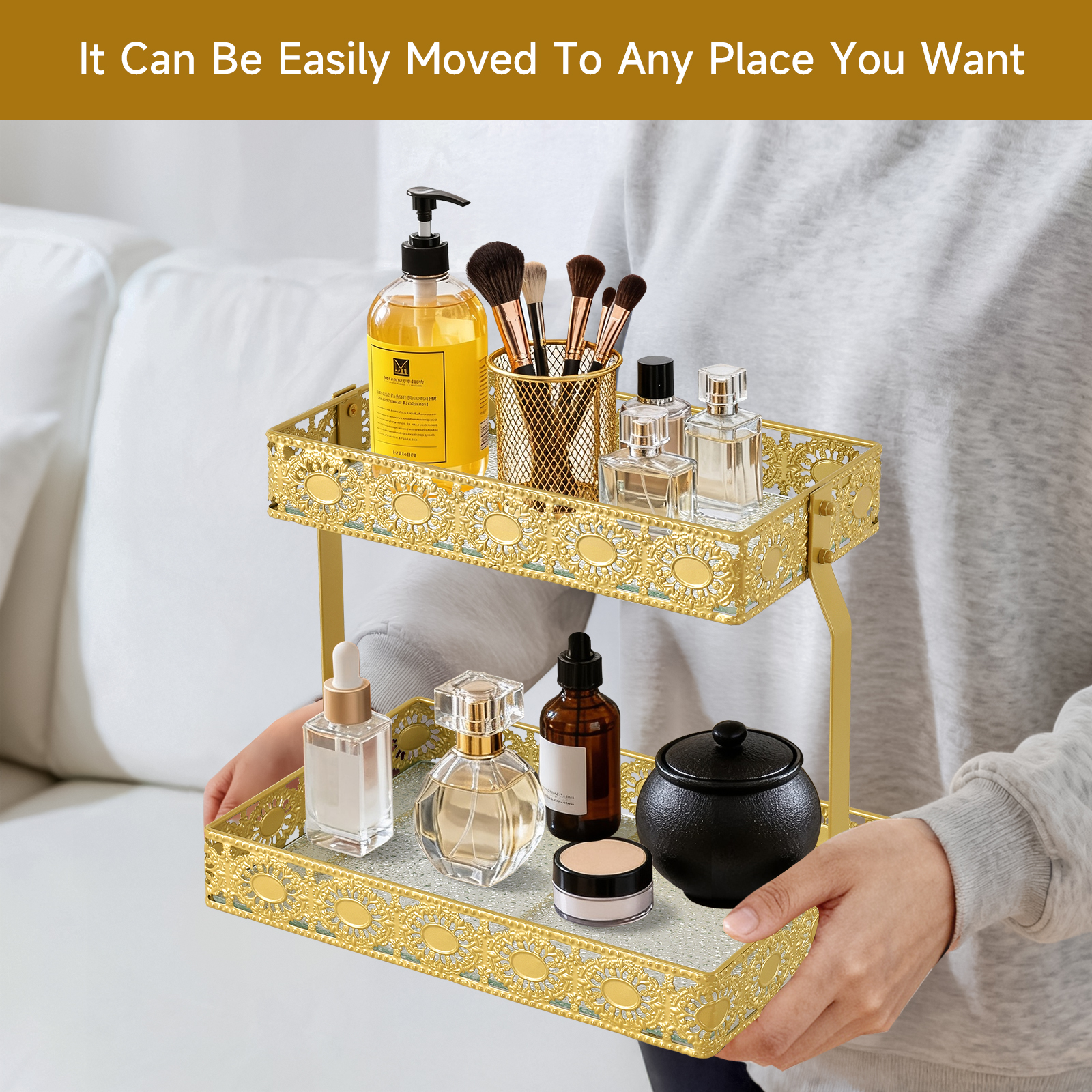 Double-Layer Glass Storage Tra - Luxury Skincare Organizer incelemesi ve fiyatı