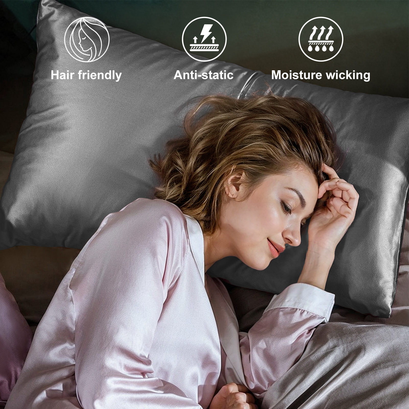 Silk Satin Gray Pillowcase - H - Luxury Skincare Gifts incelemesi ve fiyatı