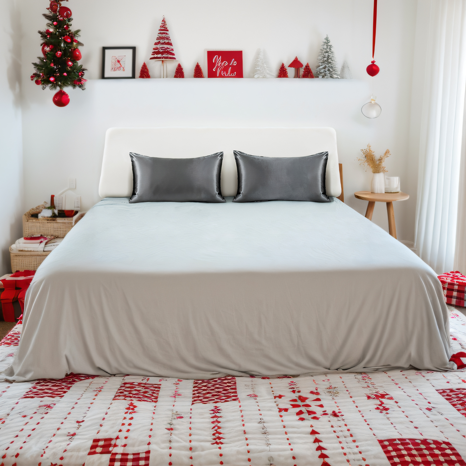 Silk Satin Gray Pillowcase - H - Luxury Skincare Gifts incelemesi ve fiyatı